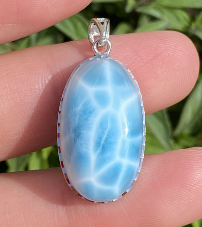 AAAA Natural Authentic Dominican Larimar Pendant,Gems Jewelry,Gems Pendant,Crystal Pendant,ET450