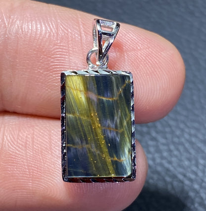 AAAA Natural Namibian Pietersite 925 Silver Pendant, Colored Full Fire Pietersite Pendant, Pietersite Gemstone ET464