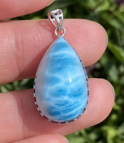 Larimar,AAAA Natural Dominican Larimar Pendant,Larimar Bracelet,Anniversary Gift, Larimar Jewelry,SilverJewelry ET493