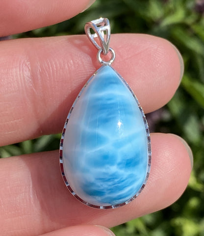 Larimar,AAAA Natural Dominican Larimar Pendant,Larimar Bracelet,Anniversary Gift, Larimar Jewelry,SilverJewelry ET493