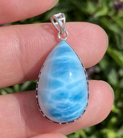 Larimar,AAAA Natural Dominican Larimar Pendant,Larimar Bracelet,Anniversary Gift, Larimar Jewelry,SilverJewelry ET493