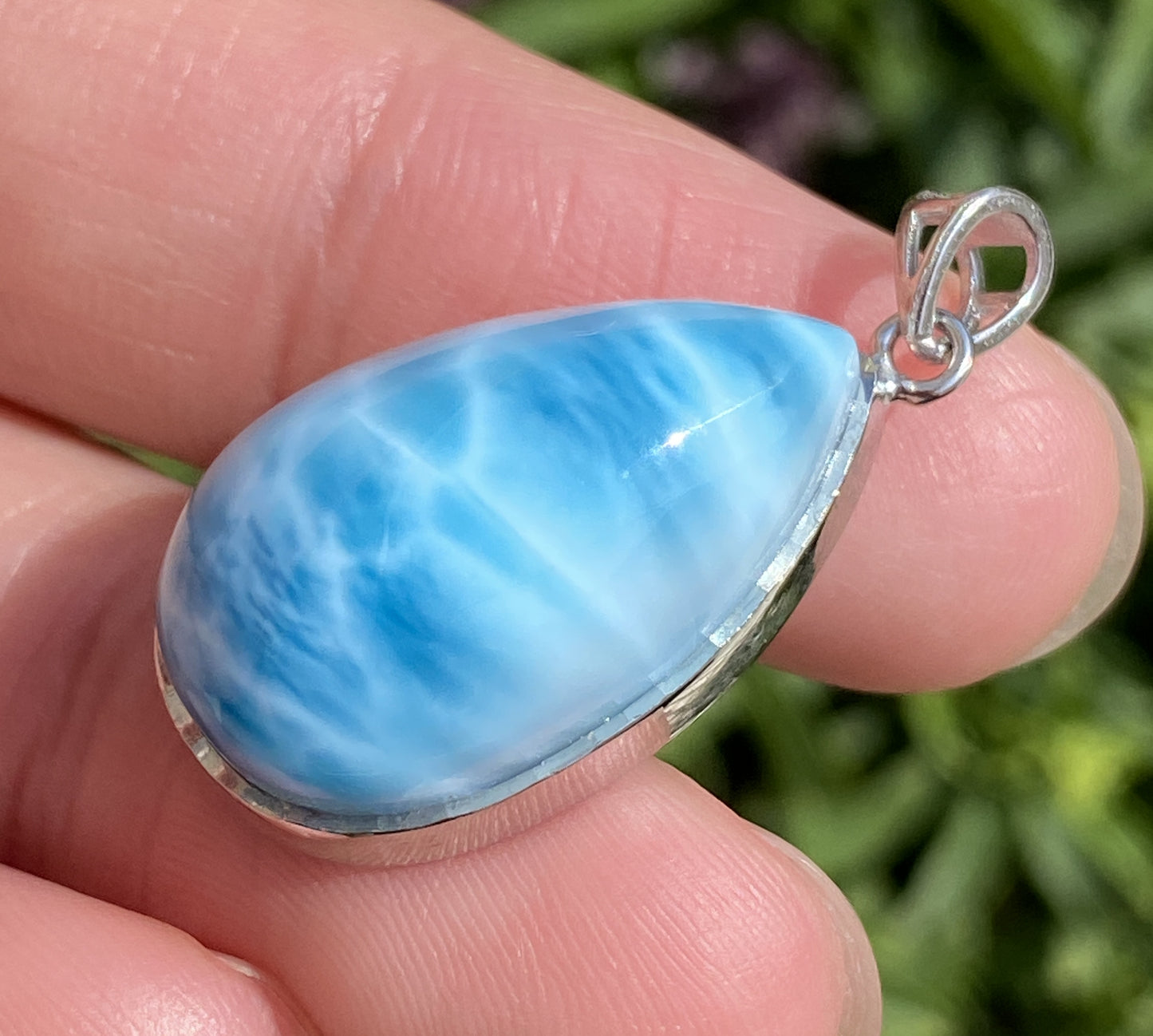 Larimar,AAAA Natural Dominican Larimar Pendant,Larimar Bracelet,Anniversary Gift, Larimar Jewelry,SilverJewelry ET493