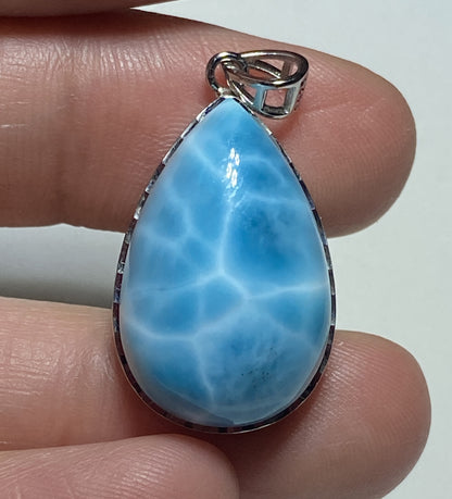 Larimar,AAAA+ Natural Dominican Larimar Pendant,Larimar Bracelet,Anniversary Gift, Larimar Jewelry,SilverJewelry ET498