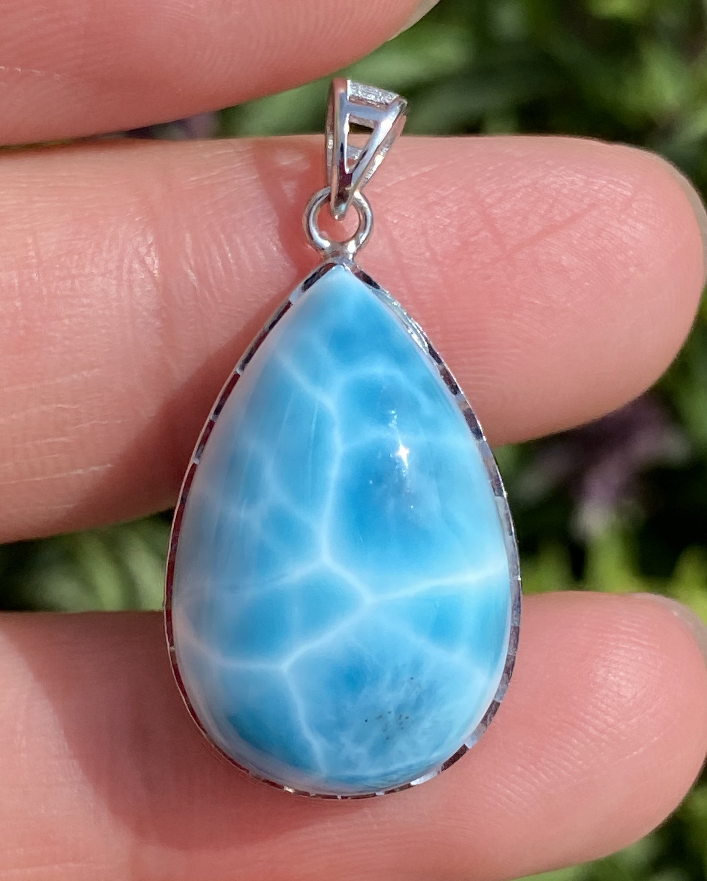 Larimar,AAAA+ Natural Dominican Larimar Pendant,Larimar Bracelet,Anniversary Gift, Larimar Jewelry,SilverJewelry ET498