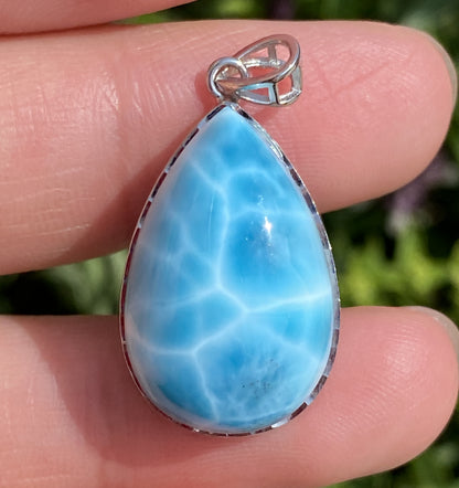 Larimar,AAAA+ Natural Dominican Larimar Pendant,Larimar Bracelet,Anniversary Gift, Larimar Jewelry,SilverJewelry ET498