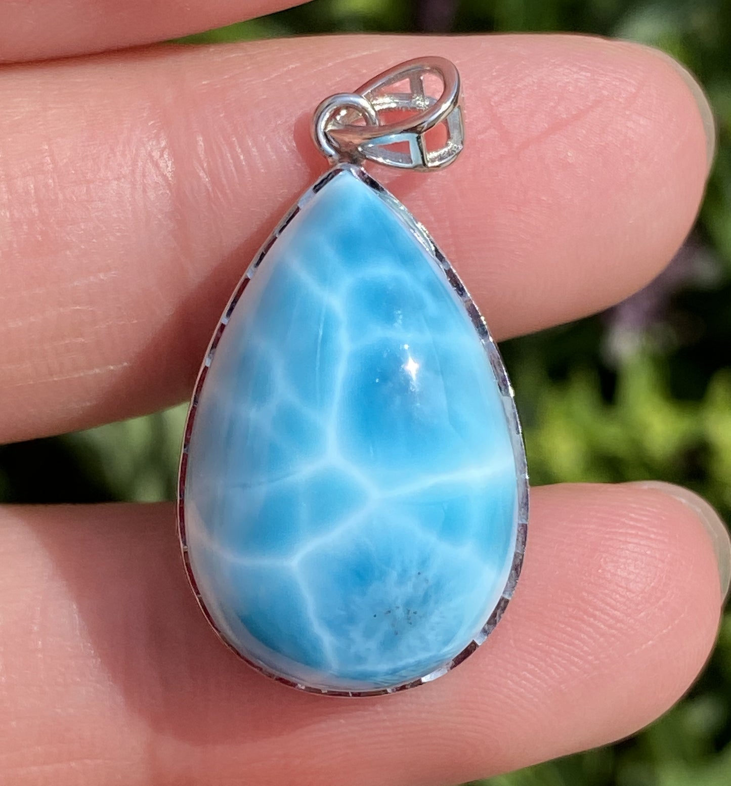 Larimar,AAAA+ Natural Dominican Larimar Pendant,Larimar Bracelet,Anniversary Gift, Larimar Jewelry,SilverJewelry ET498