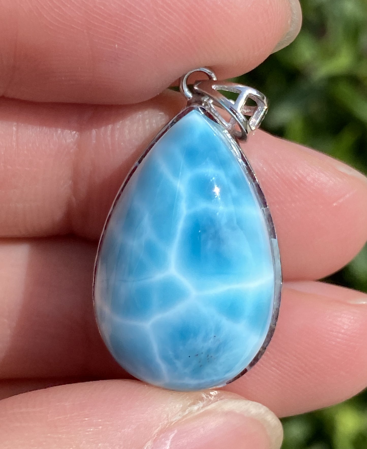 Larimar,AAAA+ Natural Dominican Larimar Pendant,Larimar Bracelet,Anniversary Gift, Larimar Jewelry,SilverJewelry ET498