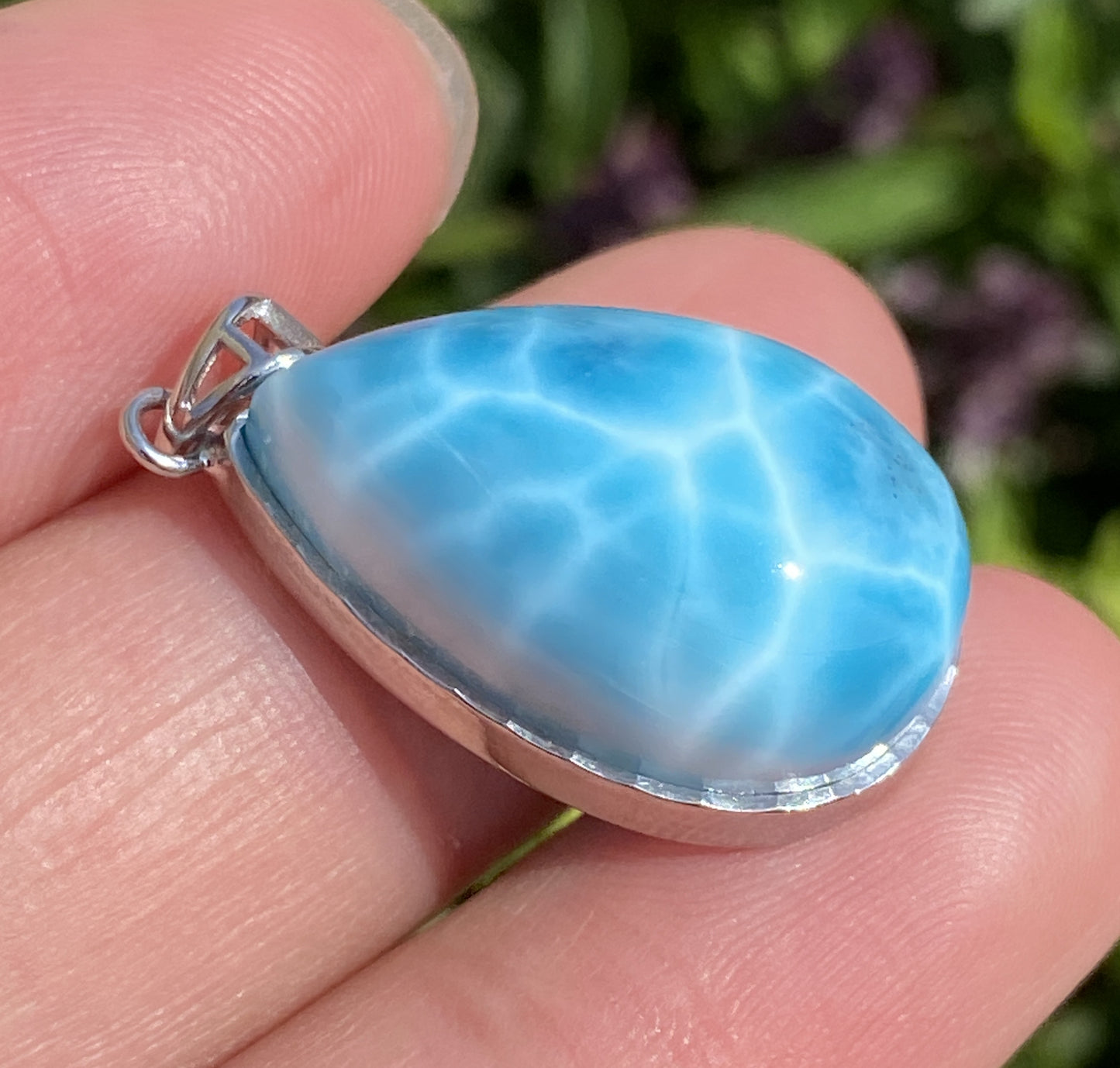 Larimar,AAAA+ Natural Dominican Larimar Pendant,Larimar Bracelet,Anniversary Gift, Larimar Jewelry,SilverJewelry ET498