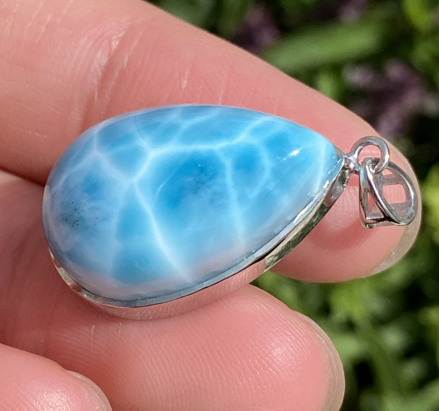 Larimar,AAAA+ Natural Dominican Larimar Pendant,Larimar Bracelet,Anniversary Gift, Larimar Jewelry,SilverJewelry ET498