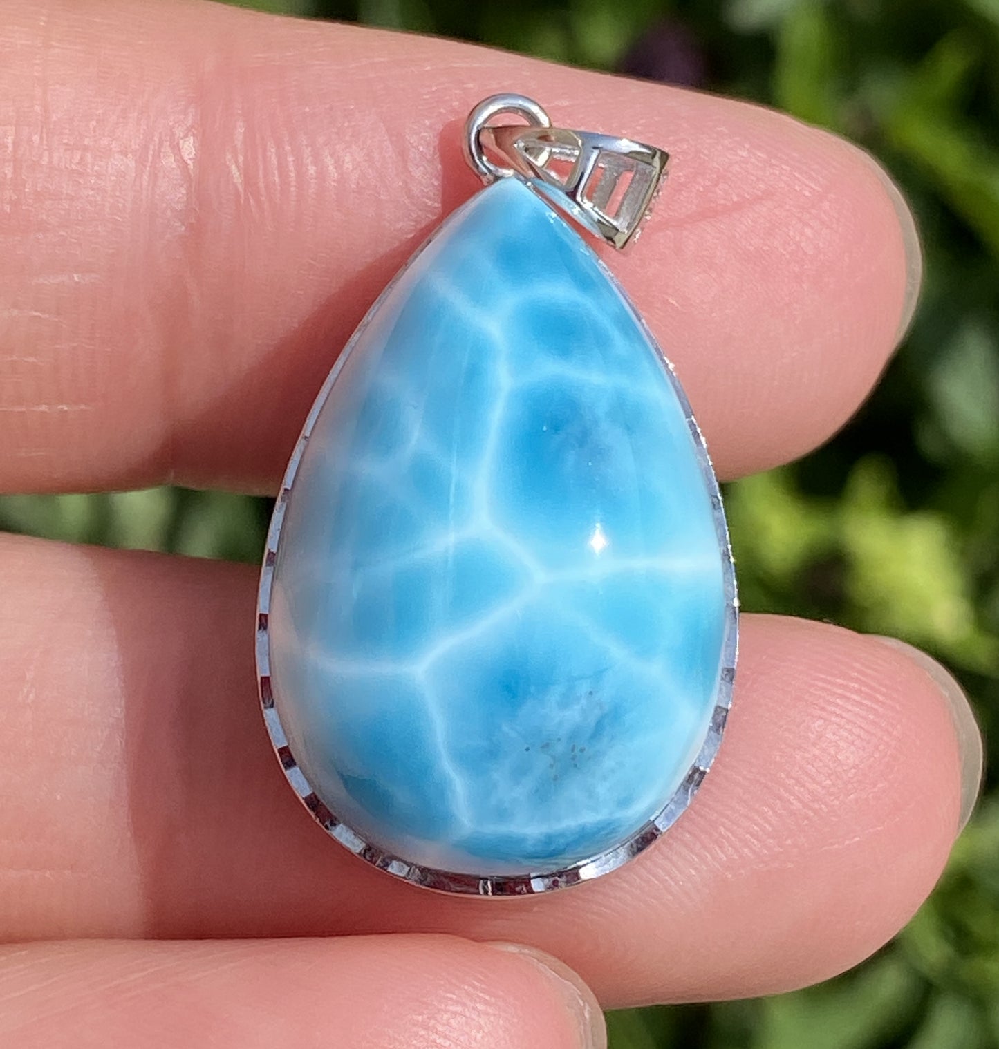 Larimar,AAAA+ Natural Dominican Larimar Pendant,Larimar Bracelet,Anniversary Gift, Larimar Jewelry,SilverJewelry ET498