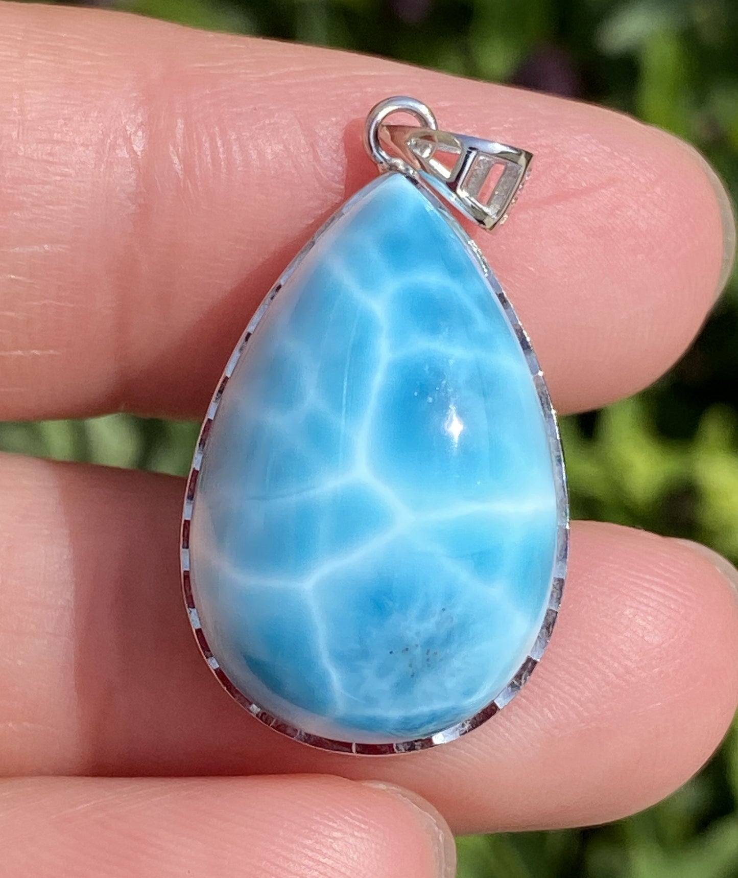 Larimar,AAAA+ Natural Dominican Larimar Pendant,Larimar Bracelet,Anniversary Gift, Larimar Jewelry,SilverJewelry ET498