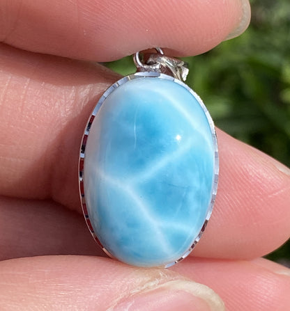 AAAA Natural Authentic Dominican Larimar Pendant,Larimar Necklace,Crystal Pendant,Gems Pendant ET506