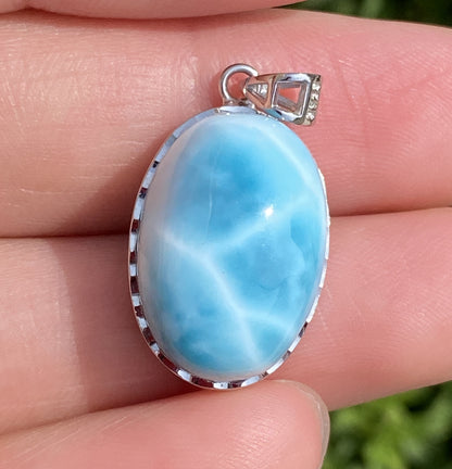 AAAA Natural Authentic Dominican Larimar Pendant,Larimar Necklace,Crystal Pendant,Gems Pendant ET506