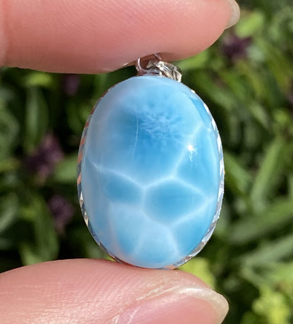 Larimar,AAAA Natural Dominican Larimar Pendant,Larimar Bracelet,Anniversary Gift, Larimar Jewelry,SilverJewelry ET507