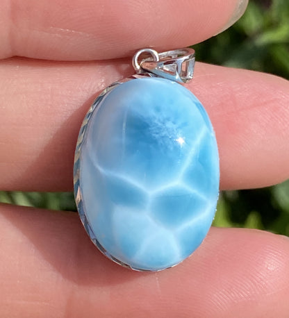 Larimar,AAAA Natural Dominican Larimar Pendant,Larimar Bracelet,Anniversary Gift, Larimar Jewelry,SilverJewelry ET507