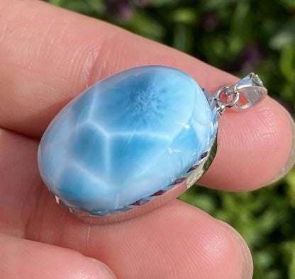 Larimar,AAAA Natural Dominican Larimar Pendant,Larimar Bracelet,Anniversary Gift, Larimar Jewelry,SilverJewelry ET507