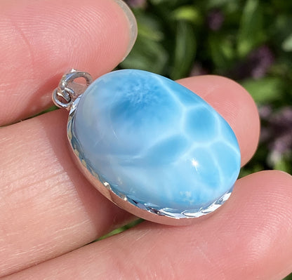 Larimar,AAAA Natural Dominican Larimar Pendant,Larimar Bracelet,Anniversary Gift, Larimar Jewelry,SilverJewelry ET507