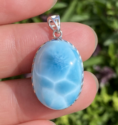 Larimar,AAAA Natural Dominican Larimar Pendant,Larimar Bracelet,Anniversary Gift, Larimar Jewelry,SilverJewelry ET507