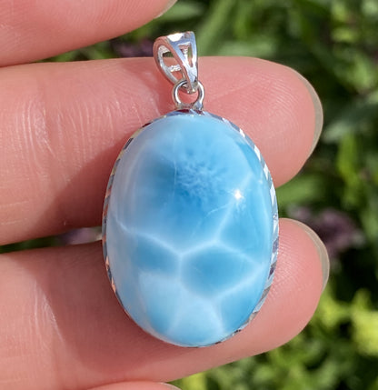 Larimar,AAAA Natural Dominican Larimar Pendant,Larimar Bracelet,Anniversary Gift, Larimar Jewelry,SilverJewelry ET507