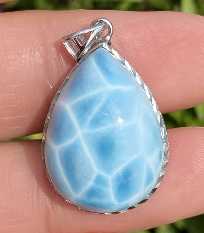 AAAA+ Natural Authentic Dominican Larimar Pendant,Gems Jewelry,Gems Pendant,Crystal Pendant,ET516