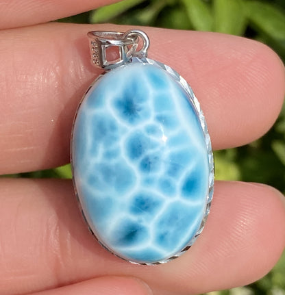 Larimar,AAAA+ Natural Dominican Larimar Pendant,Larimar Bracelet,Anniversary Gift, Larimar Jewelry,SilverJewelry ET0517