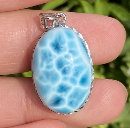 Larimar,AAAA+ Natural Dominican Larimar Pendant,Larimar Bracelet,Anniversary Gift, Larimar Jewelry,SilverJewelry ET0517