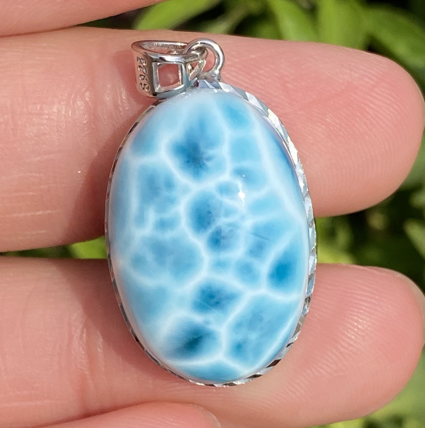 Larimar,AAAA+ Natural Dominican Larimar Pendant,Larimar Bracelet,Anniversary Gift, Larimar Jewelry,SilverJewelry ET0517