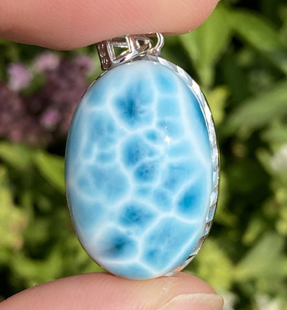 Larimar,AAAA+ Natural Dominican Larimar Pendant,Larimar Bracelet,Anniversary Gift, Larimar Jewelry,SilverJewelry ET0517