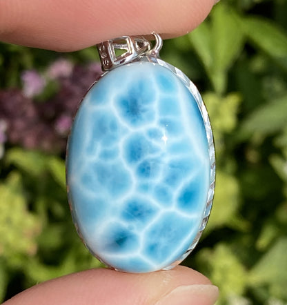 Larimar,AAAA+ Natural Dominican Larimar Pendant,Larimar Bracelet,Anniversary Gift, Larimar Jewelry,SilverJewelry ET0517