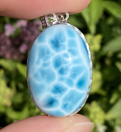 Larimar,AAAA+ Natural Dominican Larimar Pendant,Larimar Bracelet,Anniversary Gift, Larimar Jewelry,SilverJewelry ET0517