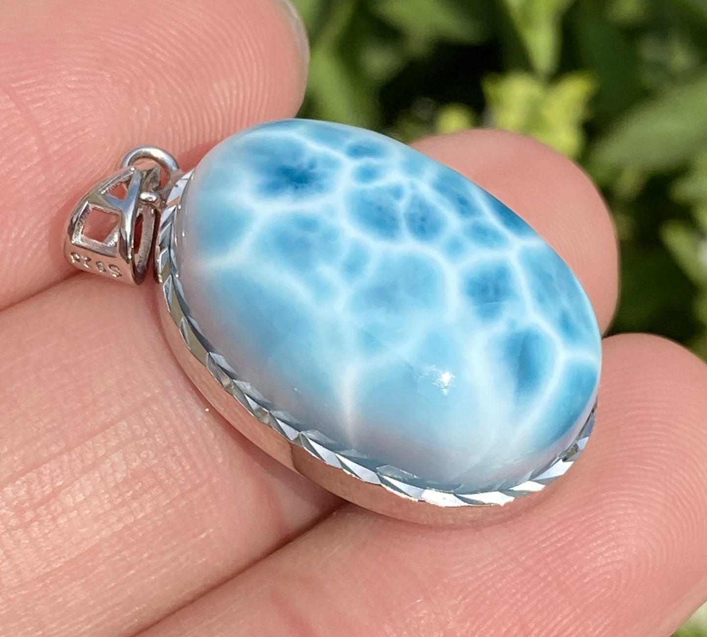 Larimar,AAAA+ Natural Dominican Larimar Pendant,Larimar Bracelet,Anniversary Gift, Larimar Jewelry,SilverJewelry ET0517