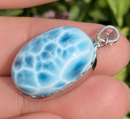 Larimar,AAAA+ Natural Dominican Larimar Pendant,Larimar Bracelet,Anniversary Gift, Larimar Jewelry,SilverJewelry ET0517