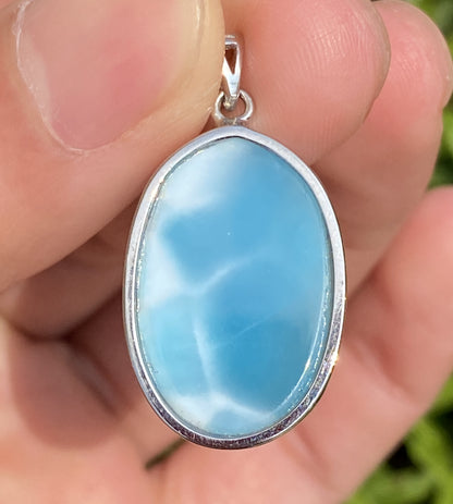 Larimar,AAAA+ Natural Dominican Larimar Pendant,Larimar Bracelet,Anniversary Gift, Larimar Jewelry,SilverJewelry ET0517