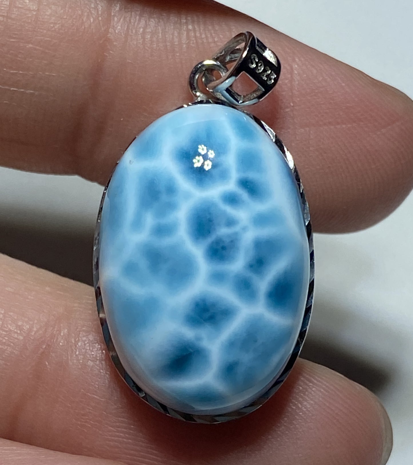 Larimar,AAAA+ Natural Dominican Larimar Pendant,Larimar Bracelet,Anniversary Gift, Larimar Jewelry,SilverJewelry ET0517