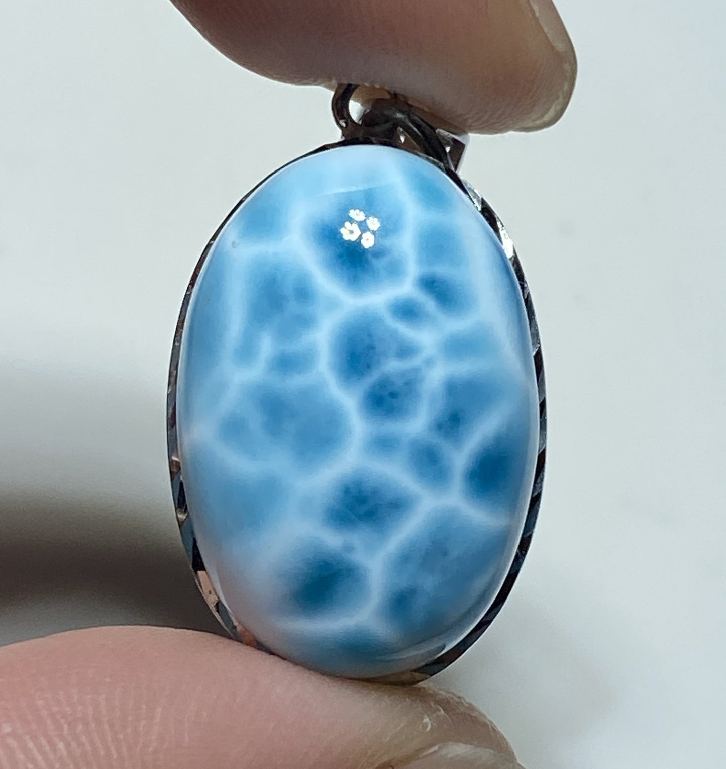 Larimar,AAAA+ Natural Dominican Larimar Pendant,Larimar Bracelet,Anniversary Gift, Larimar Jewelry,SilverJewelry ET0517