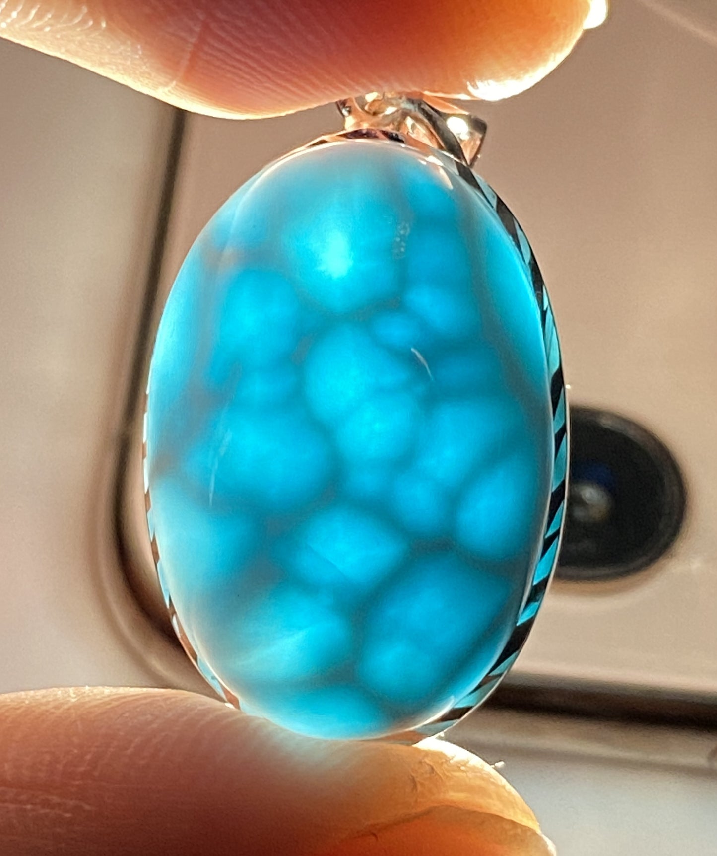 Larimar,AAAA+ Natural Dominican Larimar Pendant,Larimar Bracelet,Anniversary Gift, Larimar Jewelry,SilverJewelry ET0517