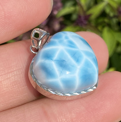 Larimar,AAAA+ Natural Dominican Larimar Pendant,Larimar Bracelet,Anniversary Gift, Larimar Jewelry,SilverJewelry ET518