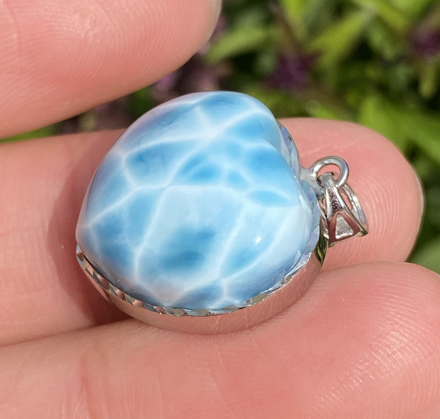 Larimar,AAAA+ Natural Dominican Larimar Pendant,Larimar Bracelet,Anniversary Gift, Larimar Jewelry,SilverJewelry ET518