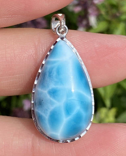 Larimar,AAAA+ Natural Dominican Larimar Pendant,Larimar Bracelet,Anniversary Gift, Larimar Jewelry,SilverJewelry ET519