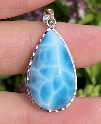 Larimar,AAAA+ Natural Dominican Larimar Pendant,Larimar Bracelet,Anniversary Gift, Larimar Jewelry,SilverJewelry ET519