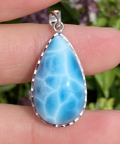 Larimar,AAAA+ Natural Dominican Larimar Pendant,Larimar Bracelet,Anniversary Gift, Larimar Jewelry,SilverJewelry ET519