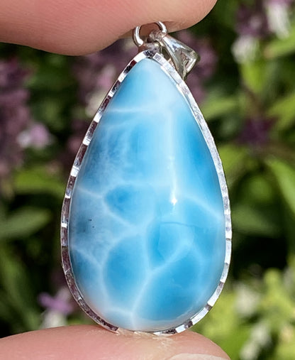 Larimar,AAAA+ Natural Dominican Larimar Pendant,Larimar Bracelet,Anniversary Gift, Larimar Jewelry,SilverJewelry ET519