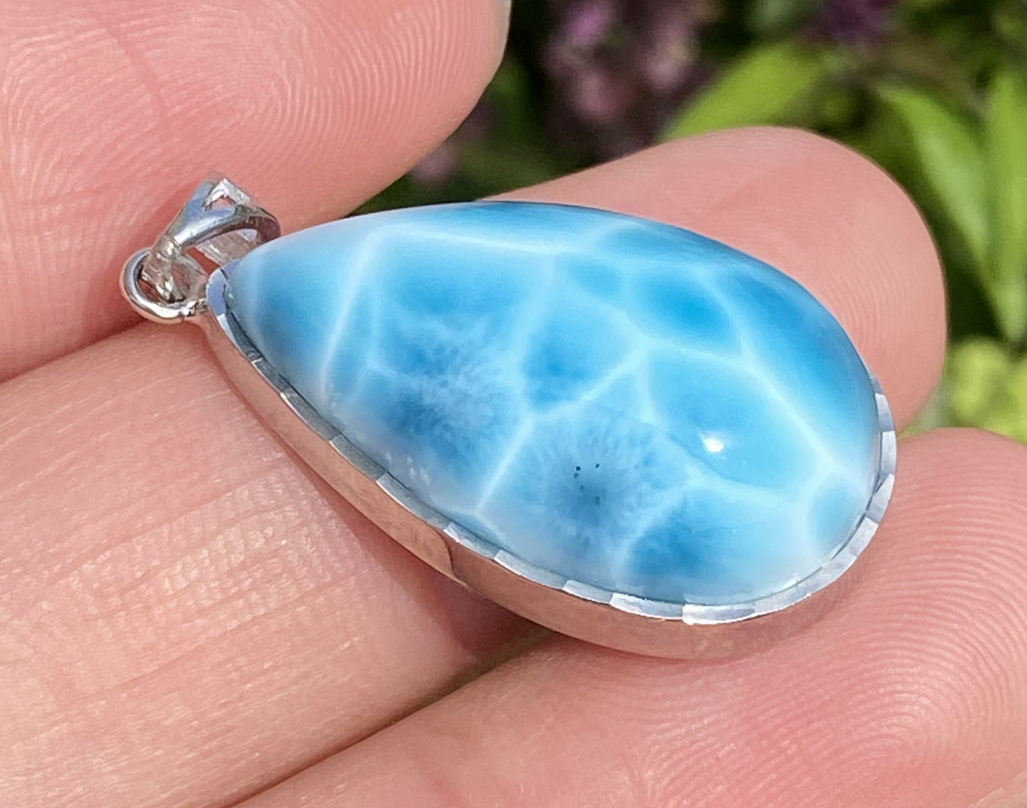 Larimar,AAAA+ Natural Dominican Larimar Pendant,Larimar Bracelet,Anniversary Gift, Larimar Jewelry,SilverJewelry ET519