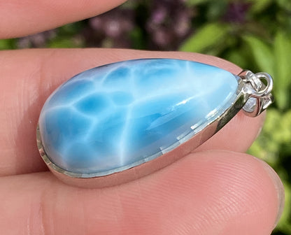 Larimar,AAAA+ Natural Dominican Larimar Pendant,Larimar Bracelet,Anniversary Gift, Larimar Jewelry,SilverJewelry ET519