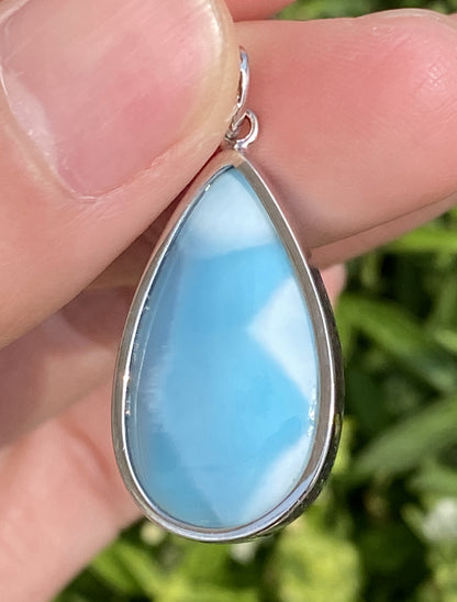 Larimar,AAAA+ Natural Dominican Larimar Pendant,Larimar Bracelet,Anniversary Gift, Larimar Jewelry,SilverJewelry ET519