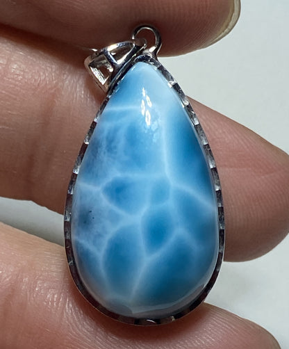 Larimar,AAAA+ Natural Dominican Larimar Pendant,Larimar Bracelet,Anniversary Gift, Larimar Jewelry,SilverJewelry ET519