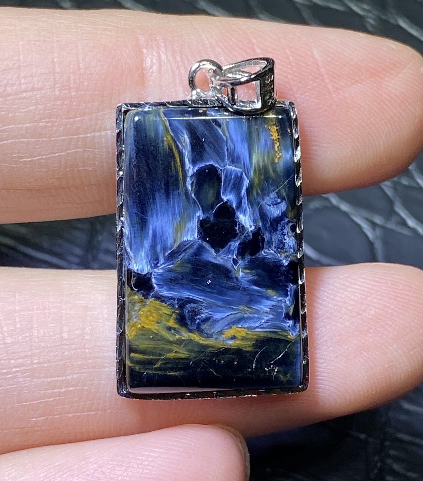 AAAA Natural Namibian Pietersite Pendant，Silver Pendant，Colorful Full Fire Pietersite Pendant, Collection Quality ET1087