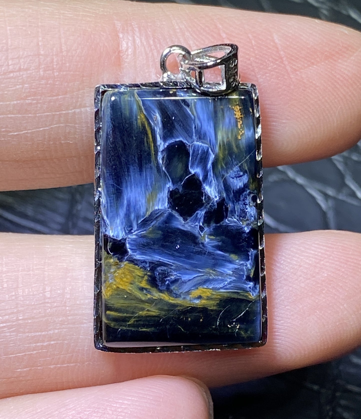 AAAA Natural Namibian Pietersite Pendant，Silver Pendant，Colorful Full Fire Pietersite Pendant, Collection Quality ET1087