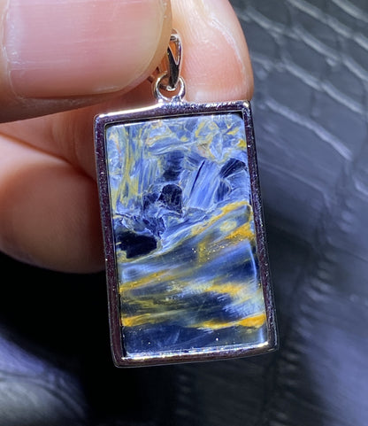 AAAA Natural Namibian Pietersite Pendant，Silver Pendant，Colorful Full Fire Pietersite Pendant, Collection Quality ET1087