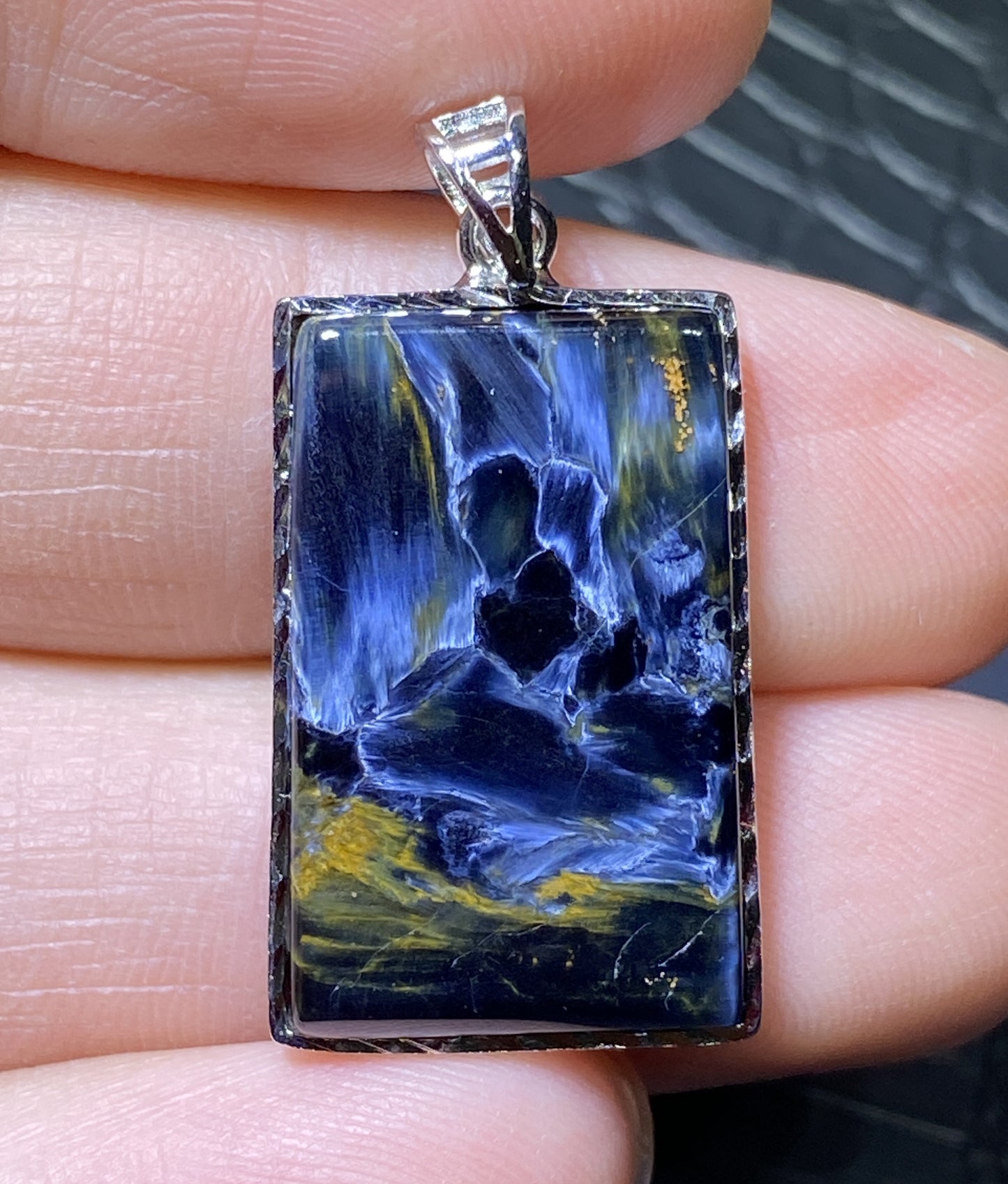 AAAA Natural Namibian Pietersite Pendant，Silver Pendant，Colorful Full Fire Pietersite Pendant, Collection Quality ET1087